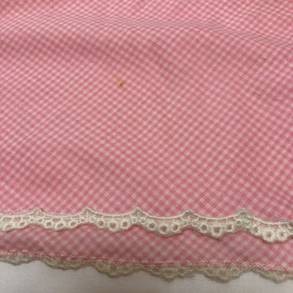 Vintage Eve Stillman Gingham Nightgown Large Sleeveless Pink Knit Applique - Picture 9 of 12